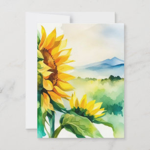 Sonnenblumen, Naturlandschaft, Aquarellkunst, Blum Postkarte