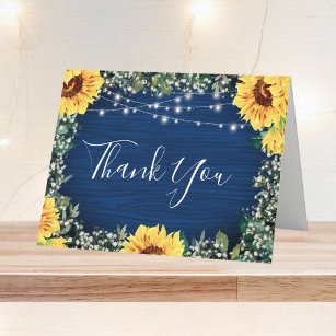 Sonnenblumen Navy Babys Atembeleuchtung Hochzeit Dankeskarte
