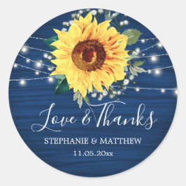 Sonnenblumen Navy Babys atmen Licht dank Hochzeit Runder Aufkleber