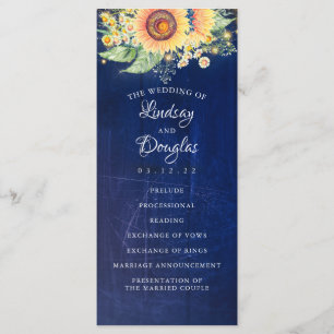Sonnenblumen Navy Blauer Rustikale Hochzeit im Her Programm