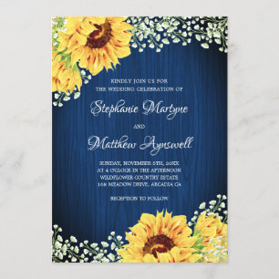Sonnenblumen Navy Blue Babys Atem Hochzeit Einladung