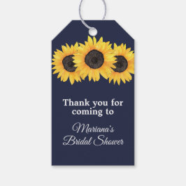 Sonnenblumen Navy Blue Brautparty Gefäldemarken Geschenkanhänger