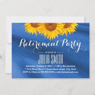 Sonnenblumen Navy Blue Fabric Retirement Party Einladung