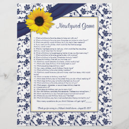 Sonnenblumen Navy Blue Newlywed Brautparty Game