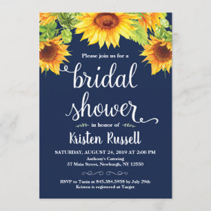 Sonnenblumen-Navy-Brautparty Einladung