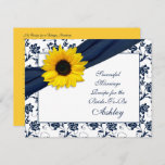 Sonnenblumen Navy Damask Erfolgreiches Heiratskonz Hinweiskarte<br><div class="desc">Der Text auf dieser sonnenblühenden Marine oder marinen blauen und weißen Damaskus "erfolgreiche Ehe" Rezept-Karte für die Braut zu sein ist vollständig anpassbar. Sie können es mit der Option Personalize ändern. Wenn Sie die Postkarte umfassender ändern möchten, z. B. den Schriftart, die Farbe des Schriftartes oder das Layout des Schriftartes...</div>