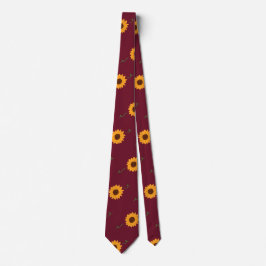 Sonnenblumen Neck Tie (Barn Red, Gold & Brown) Krawatte