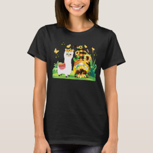 Sonnenblumen Niedliche Gnome Floral Llama Bauer Fa T-Shirt