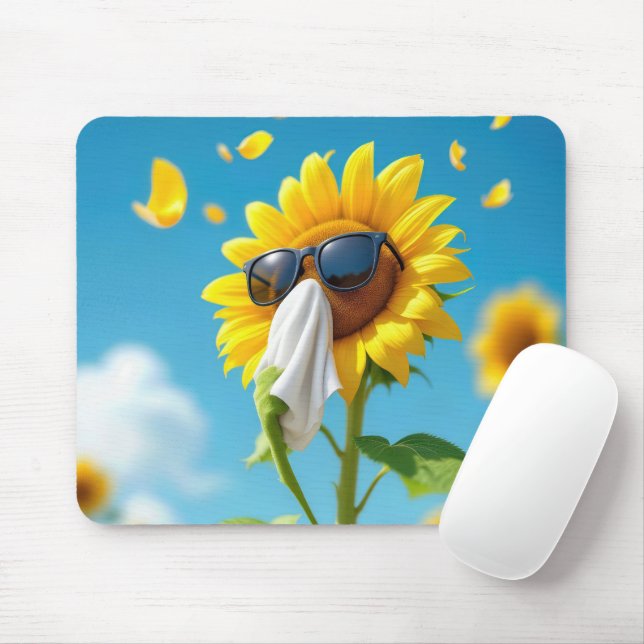 Sonnenblumen Niesen in ein Gewebe Mousepad (Mit Mouse)