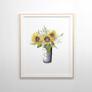 Sonnenblumen noch Leben Aquarellmalerei Poster