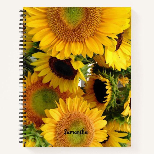 Sonnenblumen-Notebook mit benutzerdefiniertem Text Notizbuch (Vorderseite)