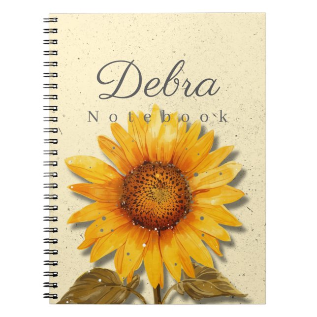 Sonnenblumen-Notizbuch Name | Gelbes Blumenjournal Notizblock (Vorderseite)