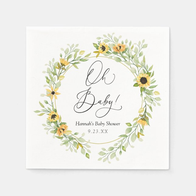 Sonnenblumen Oh Baby Serviette (Vorderseite)