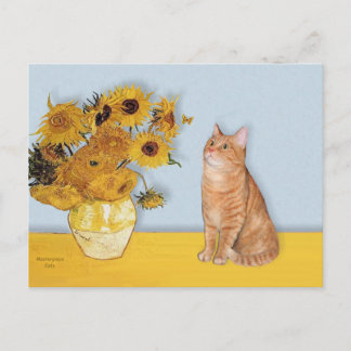 Sonnenblumen - Orange Tabby Cat 46 Postkarte