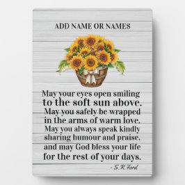 Sonnenblumen Original Gedicht Easel Plaque Fotoplatte