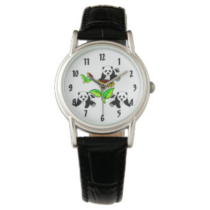 Sonnenblumen-Panda-Bären Armbanduhr