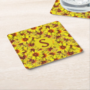 Sonnenblumen-Papier-Getränkeuntersetzer Rechteckiger Pappuntersetzer