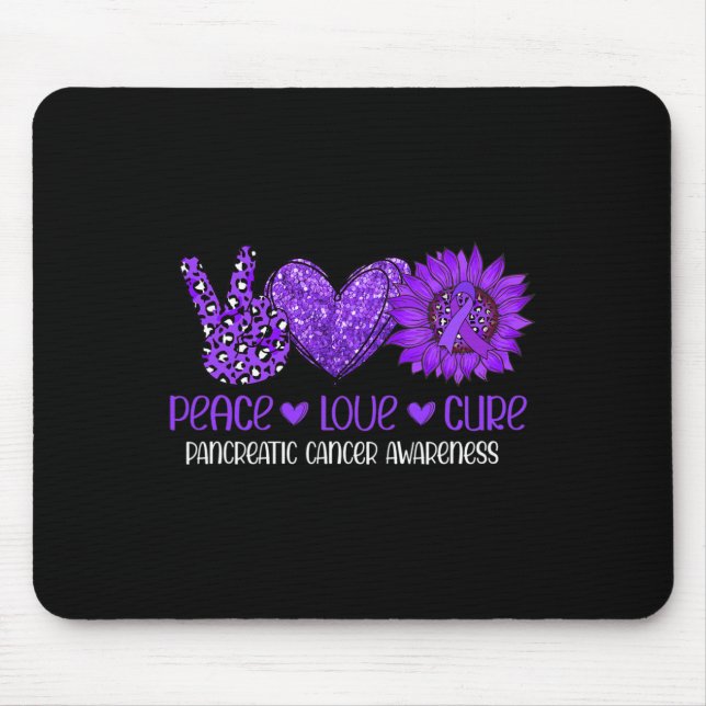 Sonnenblumen Peace Liebe Bauchspeicheldrüsenkrebs  Mousepad (Vorne)