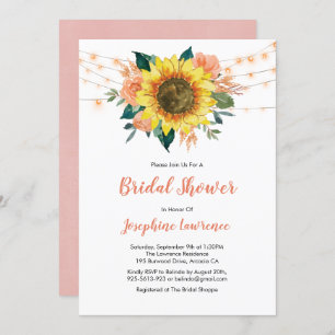 Sonnenblumen Peach Rose Lights Brautparty Einladung