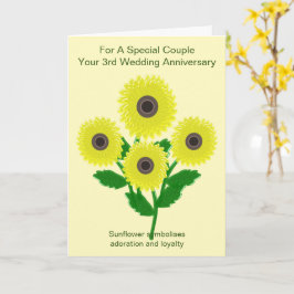 Sonnenblumen Personalisiert 3. Hochzeitstag Karte