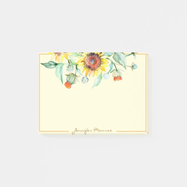 Sonnenblumen personalisiert post-it klebezettel (Vorderseite)