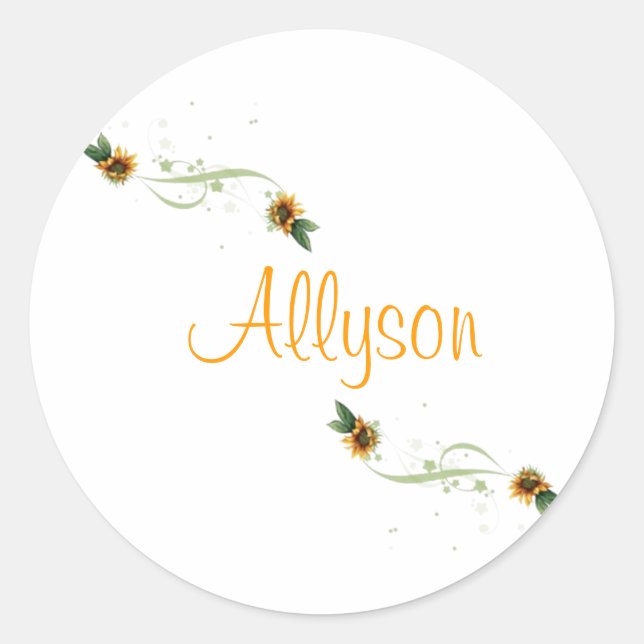 Sonnenblumen Personalisierte Stickers (Vorderseite)