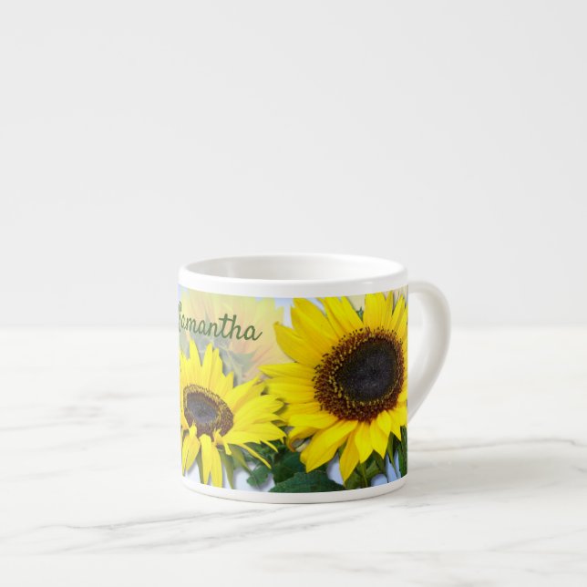 Sonnenblumen Personalisierter Text Espressotasse (Vorderseite Rechts)