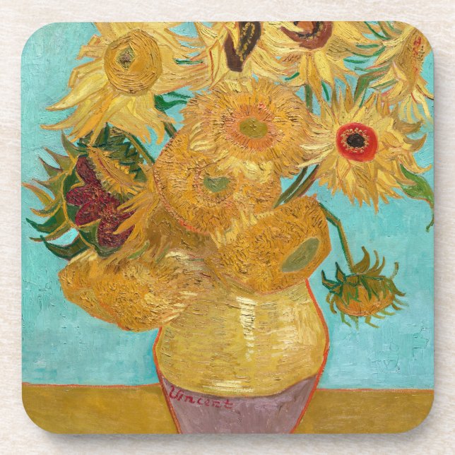 Sonnenblumen, Postimpressionistische Stilleben-Mal Getränkeuntersetzer (Vorderseite)