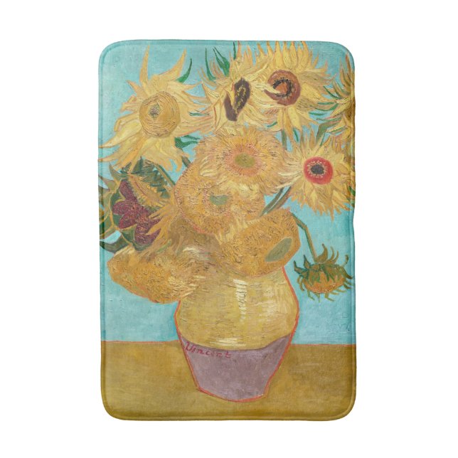 Sonnenblumen, postimpressionistisches Stillleben-G Badematte (Vorderseite Vertikal)