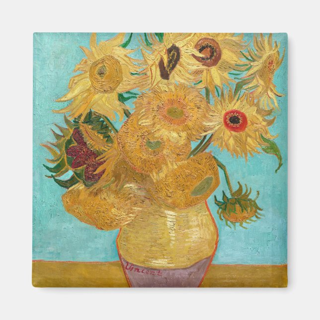 Sonnenblumen, postimpressionistisches Stillleben-G Magnet (Vorne)