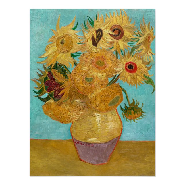 Sonnenblumen, postimpressionistisches Stillleben-G Poster (Vorderseite)