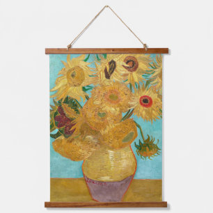 Sonnenblumen, postimpressionistisches Stillleben-G Wandteppich Mit Holzrahmen
