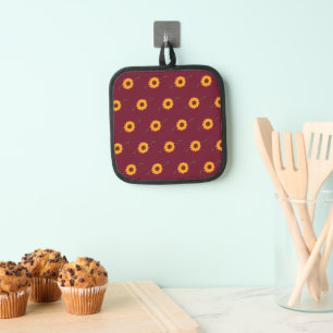 Sonnenblumen Pot Holder (Barn Red & Gold) Topflappen