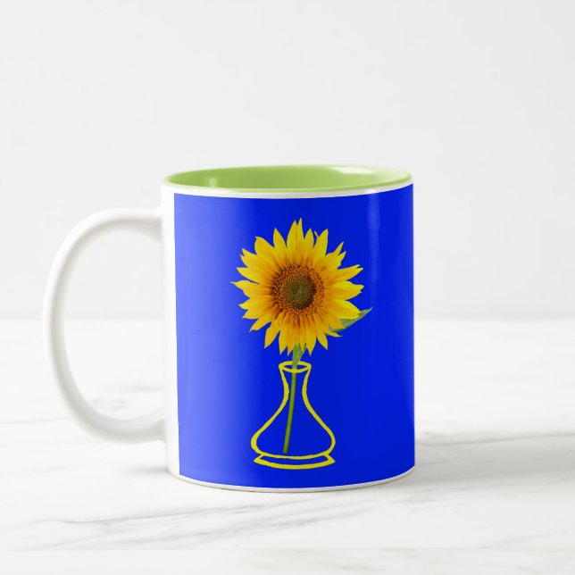 Sonnenblumen-Power Sonnenblumen und Vase Zweifarbige Tasse (Links)