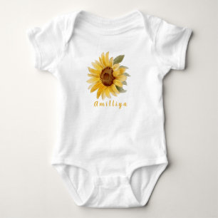 Sonnenblumen-Print Personalisierter Name Cute Mord Baby Strampler