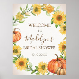 Sonnenblumen & Pumpkins Herbst Willkommensschild B Poster