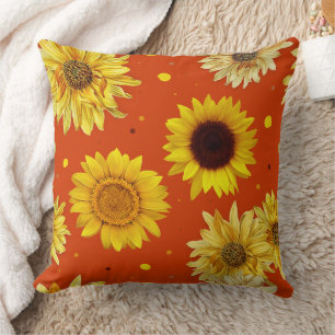 Sonnenblumen Punkte Orange Kissen