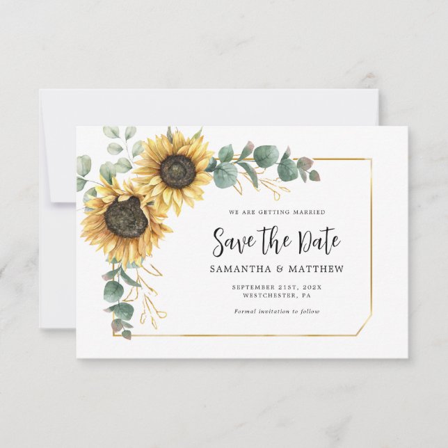 Sonnenblumen-QR-Code-Hochzeit Termin vormerken (Vorderseite)
