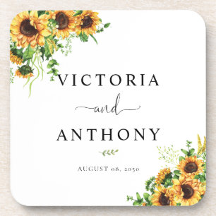 Sonnenblumen-Quadrat-Hochzeitsuntersetzer Getränkeuntersetzer