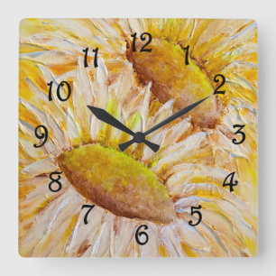 Sonnenblumen Quadratische Wanduhr