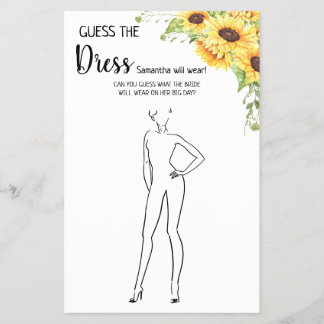 Sonnenblumen Raten Sie die Dress Brautparty Game C Flyer