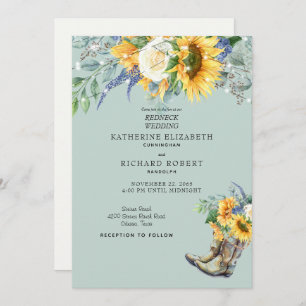 Sonnenblumen-Redneck Hochzeit Cowboy Boots Lights Einladung