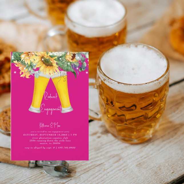Sonnenblumen-Redneck Hot-Pink-Engagement Partei Einladung (Von Creator hochgeladen)