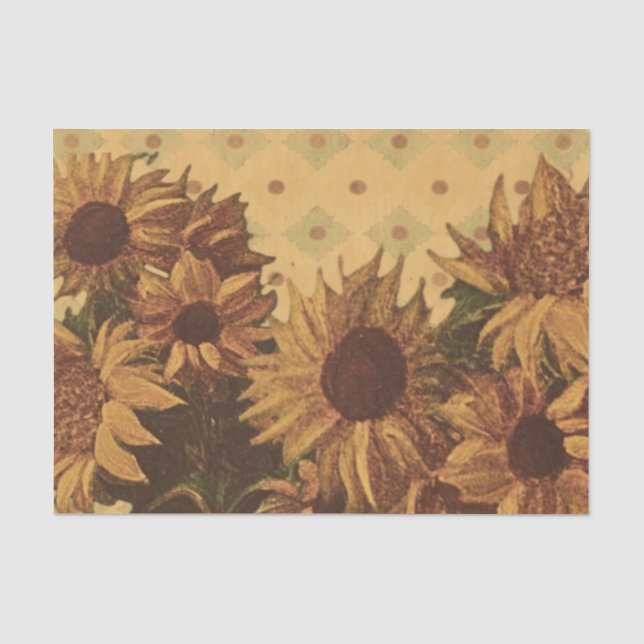 Sonnenblumen Retro-Vintage-Hintergrund Seidenpapier (Vorderseite)