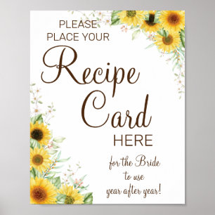 Sonnenblumen-Rezeptkarten Hochzeitsspiel-Schilder Poster