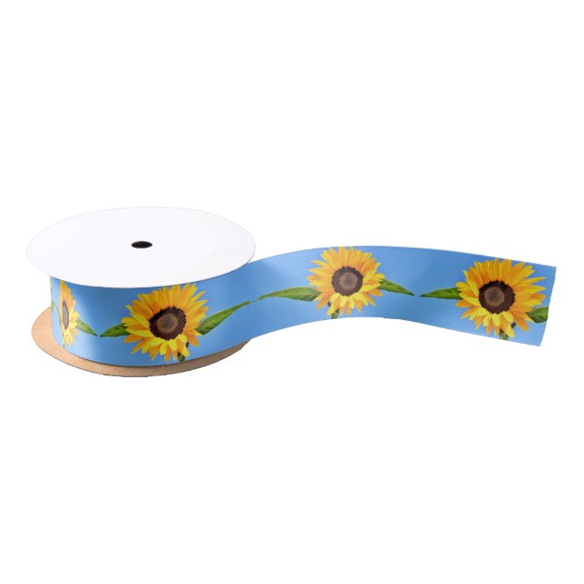 Sonnenblumen Ribbon Blue Sky Satinband (Spule)