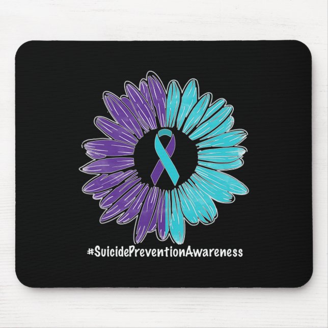 Sonnenblumen Ribbon Suizidprävention Bewusstsein Mousepad (Vorne)