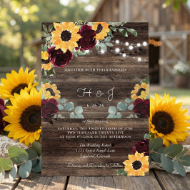 Sonnenblumen Rose Barnholz Rustikale Hochzeit Einladungsbanderole