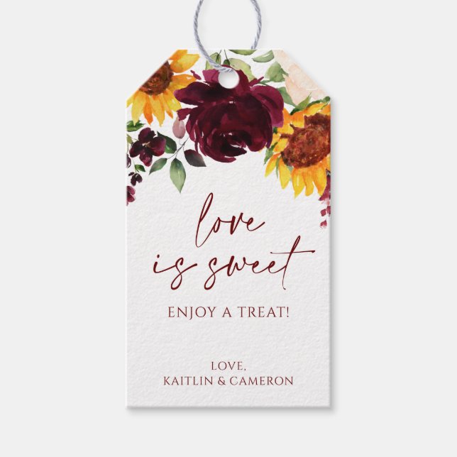 Sonnenblumen Rose Burgund Brautparty Candy Gefalle Geschenkanhänger (Vorderseite)