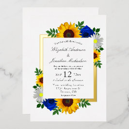 Sonnenblumen Rose Daisy Herbstblütenhochzeit Folieneinladung